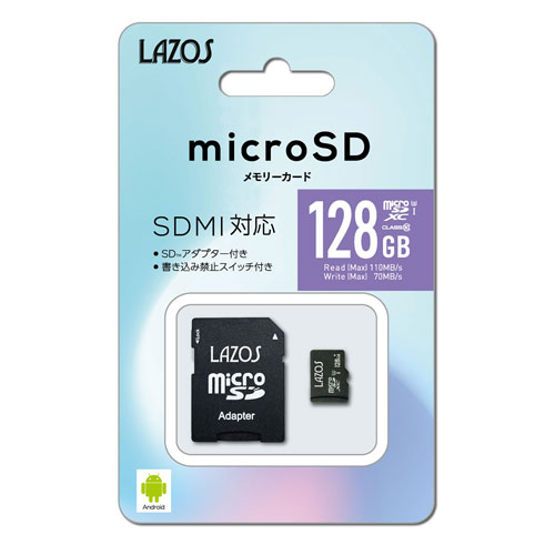 Lazos microSDXCカード128GB L-128MSD10-U3