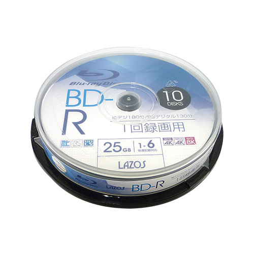 Lazos 1回記録用 BD-R 10枚スピンドル