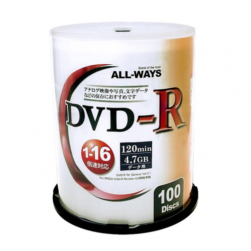 DVD-R データ用ALDR47-16X100PW 16倍速 100枚